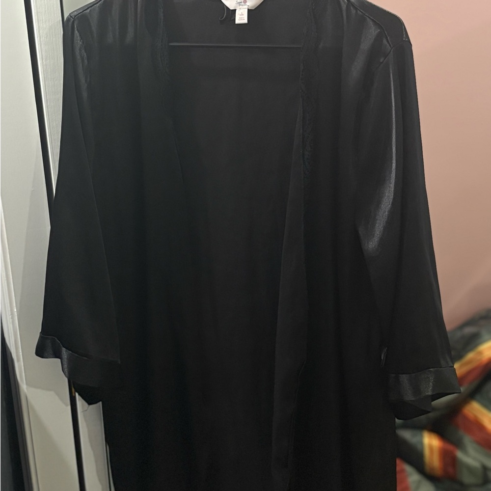 Secret Treasures Black Satin Robe